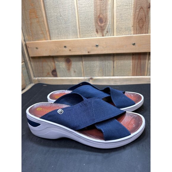 Zees Navy Blue Slip-On Sandals Size 10 Womens Comfort Slides - Picture 1 of 8